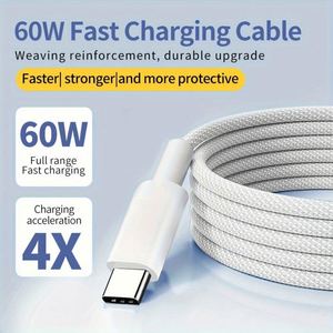 Câble de charge rapide USB C vers TYPE C tressé couleur macaron PD 60W pour iPhone <span class=keywords><strong>15</strong></span>, câble de données Type-C 1 <span class=keywords><strong>m</strong></span> 2 <span class=keywords><strong>m</strong></span> - Product Image 2