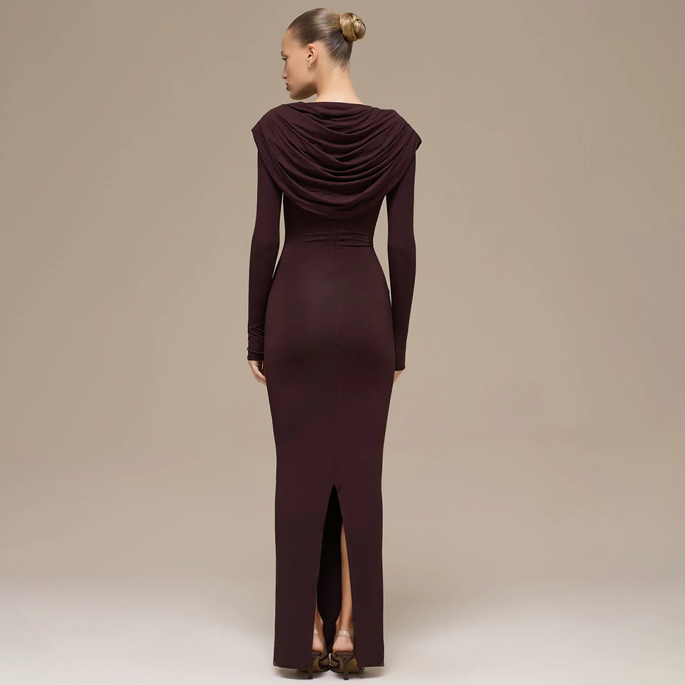 tight long dress casual Bodycon Dresses Long Sleeves Buttons V-Neck Stretch Casual Midi Sheath