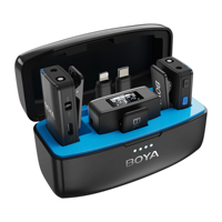 Microphone Lavalier Sans Fil Boyamic Compact avec 2 Émetteurs et 1 Récepteur pour Smartphone et Appareil Photo