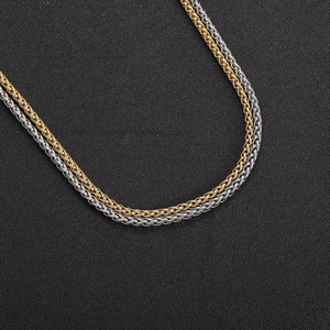 Collar de Cadena con Diseño de Cesta de Flores de Acero Inoxidable de 3 mm, Joyería Hip Hop con Baño de Oro al Vacío, Acero Inoxidable con Cadena Tanjing - Product Image 1