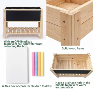 Nouvelle Conception Jardinière Surélevée en Bois pour Enfants, Bac de Jardinage Parent-Enfant avec Tableau Noir et Étagère de Rangement - Product Image 2