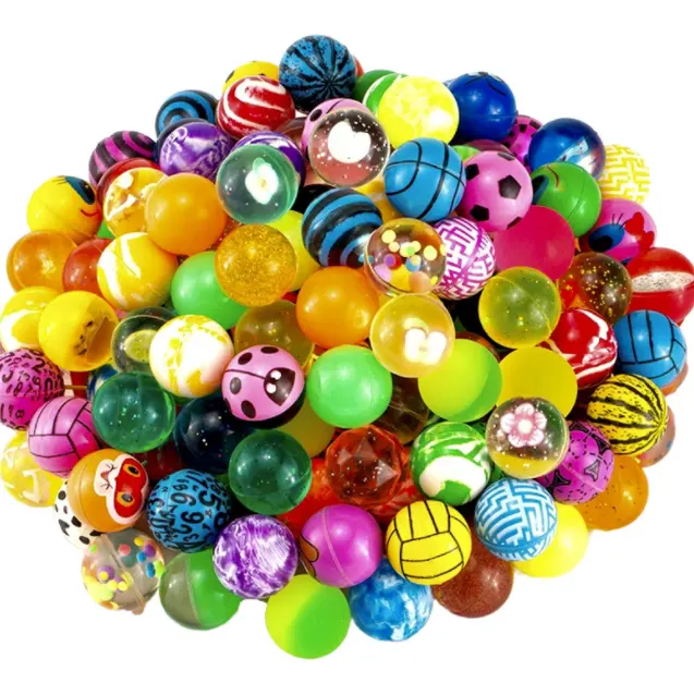 Super 32mm rubber bouncy ball for kids in bright assorted multi colors gift ball for party and vending machine cheap toy ball