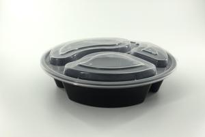 HACAMY 3 <b>Compartment</b> Disposable PP Plastic Food Containers with Airtight Lids Round Meal Prep <b>Lunch</b> <b>Boxes</b> - Product Image 4