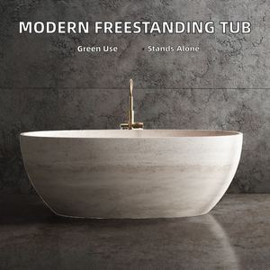 Bañera de Lujo de Travertino para Hotel, Bañera de Superficie Sólida para Interiores, Bañera de Hidromasaje para Adultos, Bañera de Piedra con Desagüe en Esquina - Product Image 2