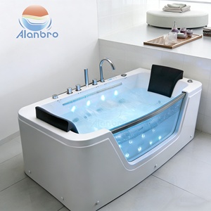 Baignoire de massage à air autoportante en acrylique d'intérieur, baignoire à remous avec cascade, baignoire japonaise chauffée, lumières colorées, ordinateur - Product Image 4