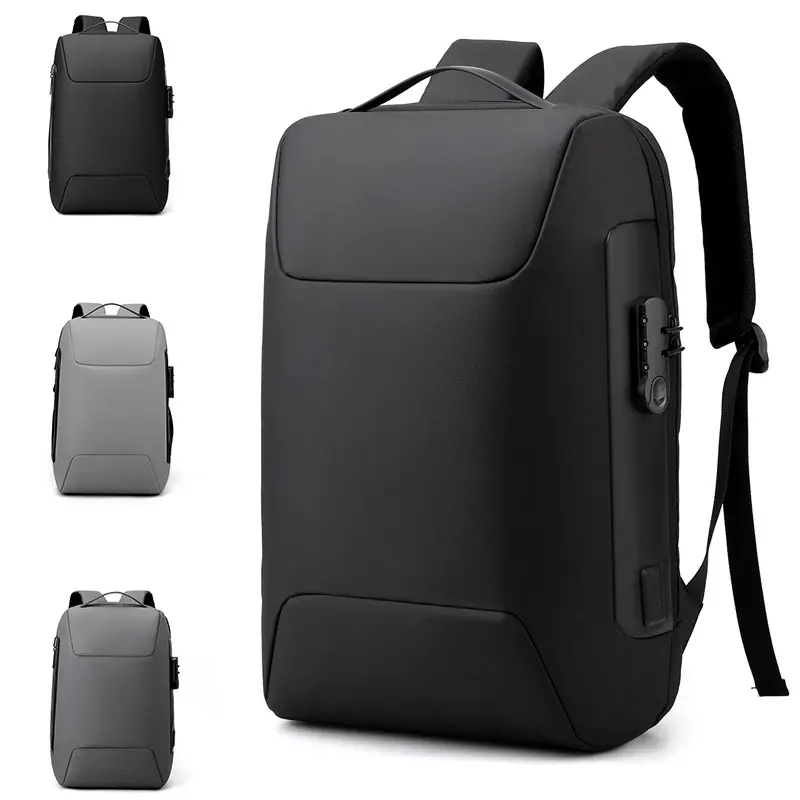 mens 15.6 inch usb knapsack custom LOGO business travel water proof Anti theft password lock Laptop Backpack