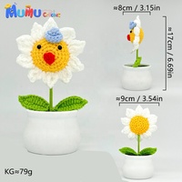 Plante de tournesol en pot au crochet faite à la main, visage souriant, décoration de bureau éternelle, pot de fleurs fini, cadeau pour la maison ou le bureau