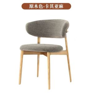 Chaise de salle à manger moderne en bois massif, rembourrée en tissu capitonné, pour salon ou hôtel - Product Image 5