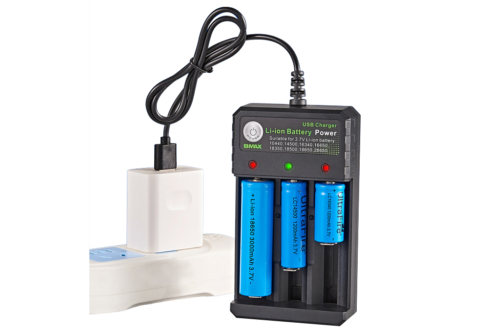 Chargeur USB Pour Piles Lithium 18650, 16340, 14500, 26650 - 3.7V, Courant 500mA, Protections Intégrées - 1 Fente - 8