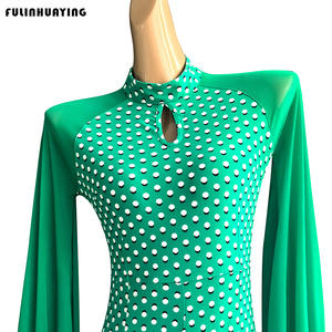 FLHY0543 Vestido de <span class=keywords><strong>Baile</strong></span> de Salón y Vals Moderno al por Mayor con Falda de Gran Vuelo y Manga Larga, Conjunto para Práctica y Actuación para Dama - En Stock - Product Image 4