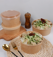 Vaisselle en papier kraft de haute qualité, ensemble de grands bols de cuisine, grands bols à salade et à soupe en bois d'acacia massif