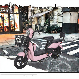 Bicicleta Eléctrica Urbana Rosa de 500W y 14 Pulgadas con Canasta Delantera, Pantalla Digital y Certificación Europea - Product Image 2