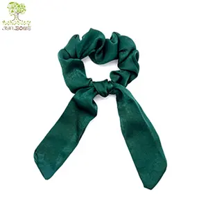 Bán Buôn Tùy Chỉnh Màu Hồng Nhung Handmade Dài Đuôi Ribbon Lụa Tóc Lớn Scrunchies Vòng Tóc Cho Cô Gái Phụ Nữ Tóc Phụ Kiện