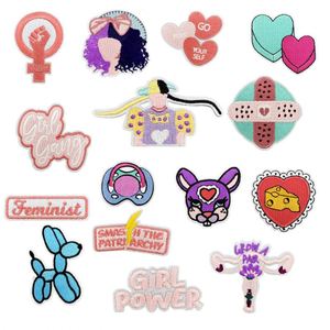 Iron on Embroidered Girl Powder Cute Girl Baby Soother Uterus <b>Balloon</b> Dog Patches for Clothes Bag <b>Decoration</b> - Product Image 1