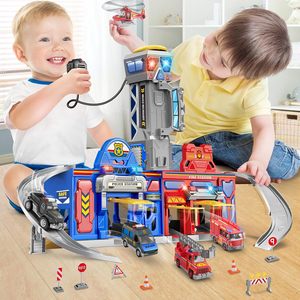 Grande Set Gioco Città con Suoni e Luci, Stazione di Polizia e Vigili del Fuoco Pieghevole, Pista Trasformabile per Bambini da 2 a 4 Anni, in Plastica - Product Image 4