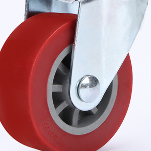 Wolverhampton PU Swivel Caster 2-Inch Red With Side Brake Screw Mount Universal Wheel - Product Image 2