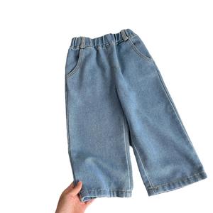 2025秋季新款韩版简约女童牛仔裤阔腿裤宝宝春秋百搭牛仔长裤 - Product Image 1