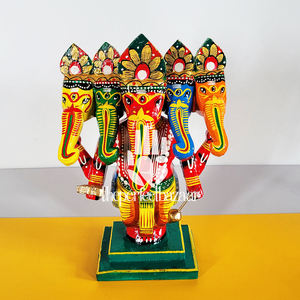 Statue de Ganesh en bois Panchmukhi, fabriquée en Inde, la statue de Ganesh en bois idéale pour le bazar. - Product Image 3