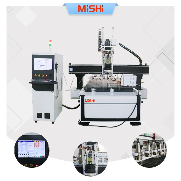 MISHI atc 1325 cnc kontrplak mdf kesme makineleri yönlendirici 4 eksen döner cihaz ile kabine kapı için satılık m