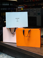 Sac en papier avec votre propre logo cadeau blanc brun Kraft sacs de transport avec poignée pour faire du shopping vêtements affaires emballage sac en papier
