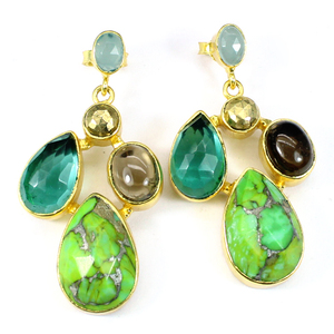 Handmade Multi-Strone Dangle <b>Earrings</b> New Arrival Gold Plated Hanging <b>Earrings</b> for Engagement Wedding Party Wholesale Price - Product Image 1