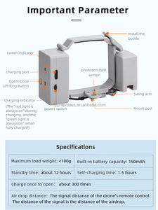ระบบ AirDrop สำหรับ DJI MINI 4 pro/mavic MINI <span class=keywords><strong>3</strong></span> Pro Drone AirDrop เหยื่อตกปลาแหวนแต่งงานของขวัญโยนส่ง - Product Image 5