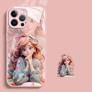 Coque arrière de téléphone portable PC TPU en verre d'impression de princesse papillon mignon pour <span class=keywords><strong>Iphone</strong></span> 8 SE X Xr XS 11 12 13 14 15 16 17 Pro Max - Product Image 1