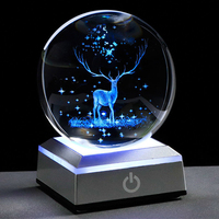 Boule de cristal 3D de 80 mm, lampe de nuit, décoration de boule de cristal, système solaire, lumières LED de nuit, décoration de bureau, décoration de la maison