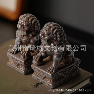 Qi Hang Chinese Style Bronze Lion Figurine Handmade Home Decoration For Living Room Entryway Balcony <b>Ornament</b> - Product Image 4
