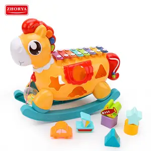 Multifunctional plastic cartoon music instrument kid little baby knock music piano toy