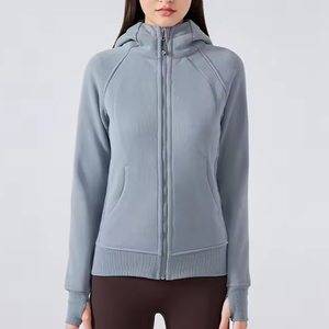 USA Warehouse Lightweight Quick Dry Hoodie Windproof Women Yoga Sweatshirt Moisture Wicking Slim Fit Workout Top For Gym - Product Image 5