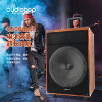 Altavoz Karaoke de Madera de 15 Pulgadas para Exteriores con Dos Micrófonos Inalámbricos, Pantalla LED, FM, USB/TF, TWS, Función Fiesta, Anti-Caídas