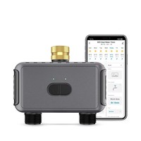 Controlador de Riego Inteligente WiFi Tuya de 2 Salidas, Temporizador de Riego Inteligente con Control por Aplicación y Voz, Temporizador de Riego Automático para Jardín