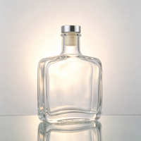 Bouteilles en verre de qualité supérieure, plates, carrées, transparentes, avec bouchon en métal pour le stockage du vin, du gin, de la tequila