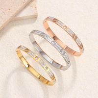 Bracelet en acier inoxydable 316L pour femme, double rangée de zircons, bijoux étanches, plaqué or PVD, vente en gros