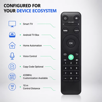 Remote TV Pintar 28 Tombol Hitam Kode Tetap untuk Belajar Kontrol, Smart LED Android TV Box dengan Kontrol Suara untuk Otomatisasi Rumah