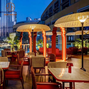 Boutique Hotel Restaurant Set Sofá <span class=keywords><strong>de</strong></span> cuero curvo Mesa redonda compacta Sillas traseras texturizadas Muebles - Product Image 3