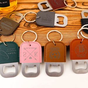 Wholesale PU Leather Bottle Opener Stainless Steel Flat <b>Beer</b> Bottle Opener Keychain Soda Bottle Opener for GIfts - Product Image 1