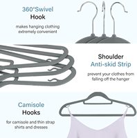 Cintres en plastique haut de gamme avec crochet métallique, design antidérapant, organisateur de placard peu encombrant pour chemises, manteaux et pantalons