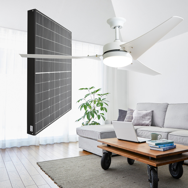 BLDC Solar Commercial Ceiling Fan with Light for Indoor/Outdoor Home Living Room and Warehouse
