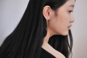 Nuovi <span class=keywords><strong>Orecchini</strong></span> di Tendenza in <span class=keywords><strong>Argento</strong></span> Sterling <span class=keywords><strong>925</strong></span> con Fiocco di Cristallo per Donne e Ragazze, Gioielli Statement di Moda Coreana, Idea Regalo - Product Image 5