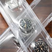 Boîtier à membrane de collection de montres de 30cm de long, boîte de voyage pour bijoux en plastique avec logo personnalisé