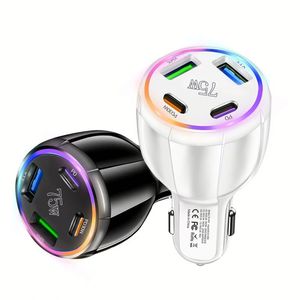 75W Universal Car Charger for Phone Fast Charging in Car 4 Port PD QC3.0 2 USB 2 Type-C Charge Adapter - Product Image 2