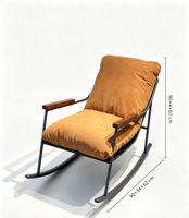 Fauteuil inclinable moderne en tissu suédé gris, avec structure en métal courbé noir, pour salon, hôtel ou salle de séjour.