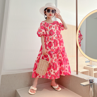 Nouvelle robe d'été 2024 pour filles, à grandes fleurs et volants, 100 % coton, coupe ample, pour 10 ans