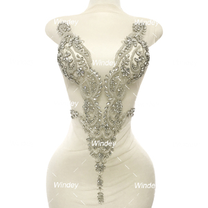 New Bling Bling bên prom Phụ nữ ăn mặc tôn tạo Bảng điều khiển pha lê <span class=keywords><strong>v</strong></span>ạt áo <span class=keywords><strong>v</strong></span>à <span class=keywords><strong>V</strong></span> hình dạng Rhinestone appliques - Product Image 1