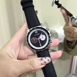 <span class=keywords><strong>Montre</strong></span> chronographe vintage élégante pour homme, boîtier en acier inoxydable de 43 mm, bracelet en cuir de 22 mm, verre minéral résistant aux rayures, étanche - Product Image 4