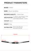 HB06 vélo de route T800 guidon en Fiber de carbone 31.8mm * 720mm barre de chute léger guidon de courbure pour Fixie vélo vtt vélo