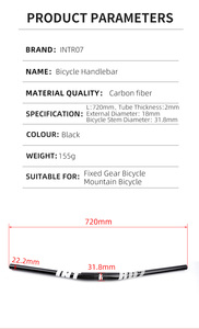 <span class=keywords><strong>Manillar</strong></span> de <span class=keywords><strong>Bicicleta</strong></span> de <span class=keywords><strong>Carretera</strong></span> HB06, Fibra de Carbono T800, 31.8mm*720mm, <span class=keywords><strong>Manillar</strong></span> Curvo Ligero para <span class=keywords><strong>Bicicleta</strong></span> Fixie, <span class=keywords><strong>Bicicleta</strong></span> de Montaña - Product Image 5
