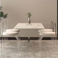Luxus möbel Marmor tische Acryl stuhl Modernes Restaurant Coffee Square Esstisch Set 6-Sitzer